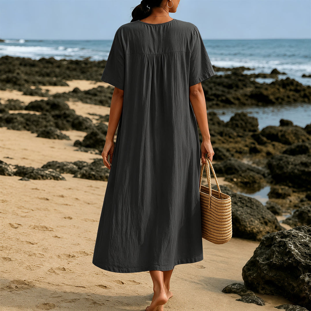 Robe midi à manches courtes et col en V, imprimée calligraphie et tasses de café, Christianartworkshop « Inspirée par le café et Jésus » , Christianartworkshop - image 23