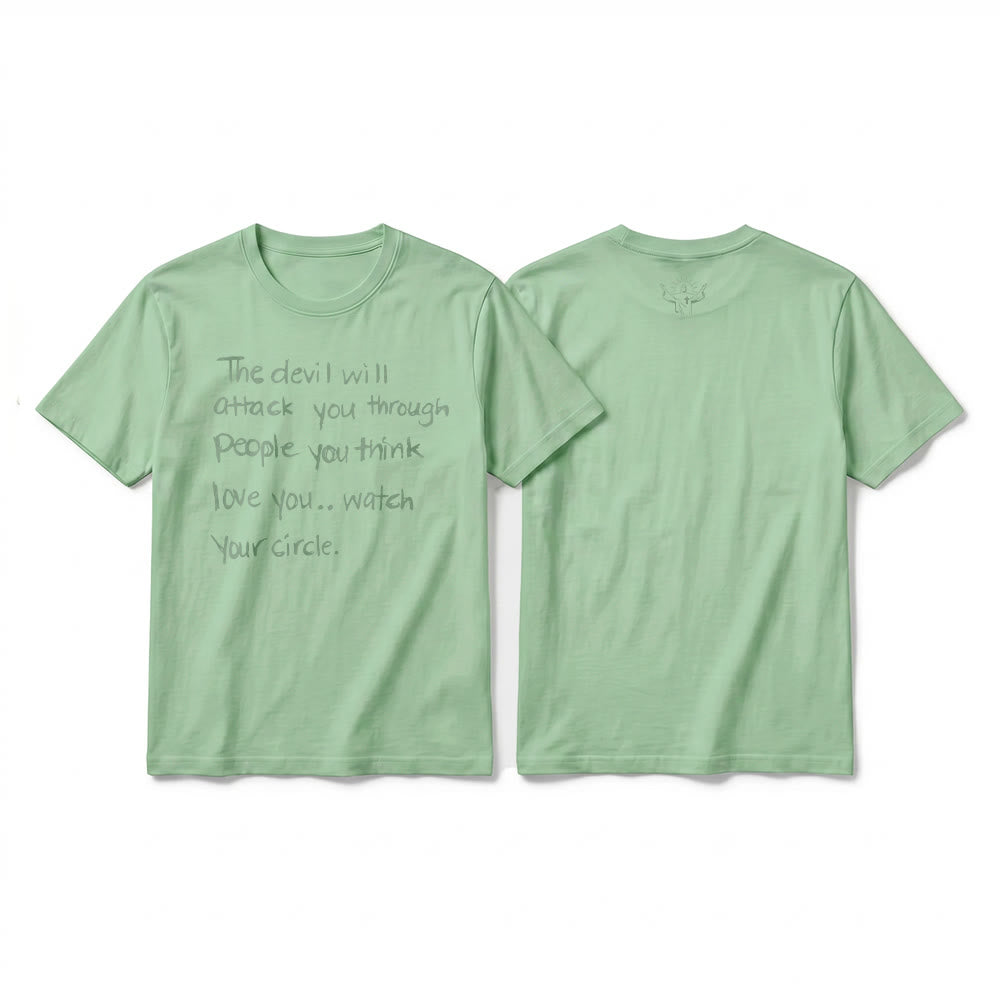 Christianartworkshop T-shirt premium à manches courtes « Le diable vous attaquera par le biais de ceux que vous croyez vous aimer » - Vert clair - 2XL - image 20