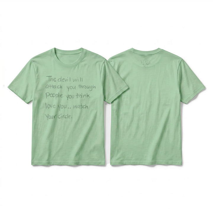 Christianartworkshop T-shirt premium à manches courtes « Le diable vous attaquera par le biais de ceux que vous croyez vous aimer » - Vert clair - 2XL - image 20