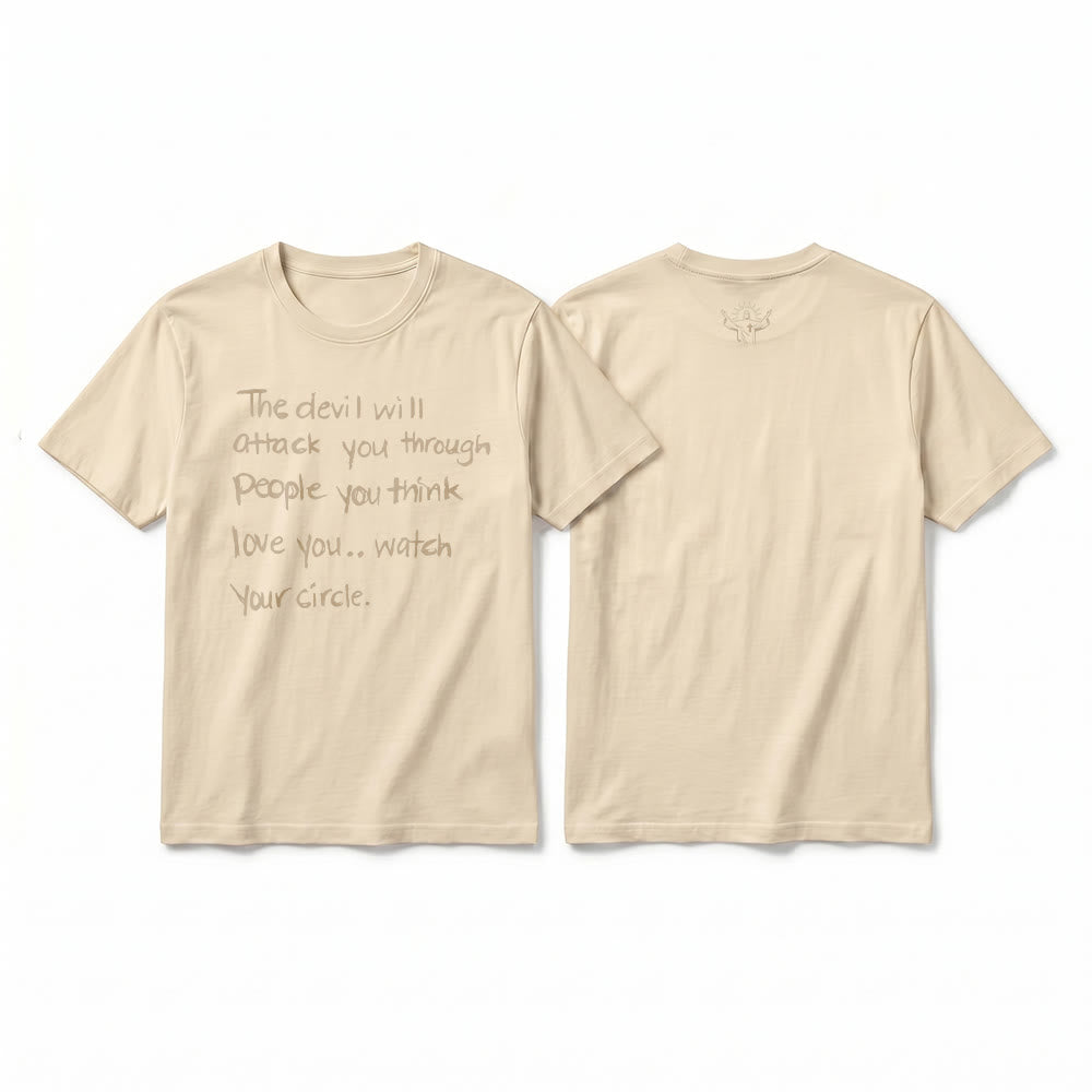 Christianartworkshop T-shirt premium à manches courtes « Le diable vous attaquera par le biais de ceux que vous croyez vous aimer » - Beige - 2XL - image 17