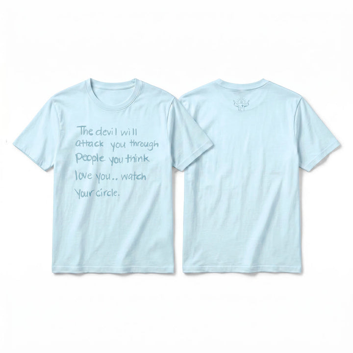 Christianartworkshop T-shirt premium à manches courtes « Le diable vous attaquera par le biais de ceux que vous croyez vous aimer » - Bleu - 2XL - image 2