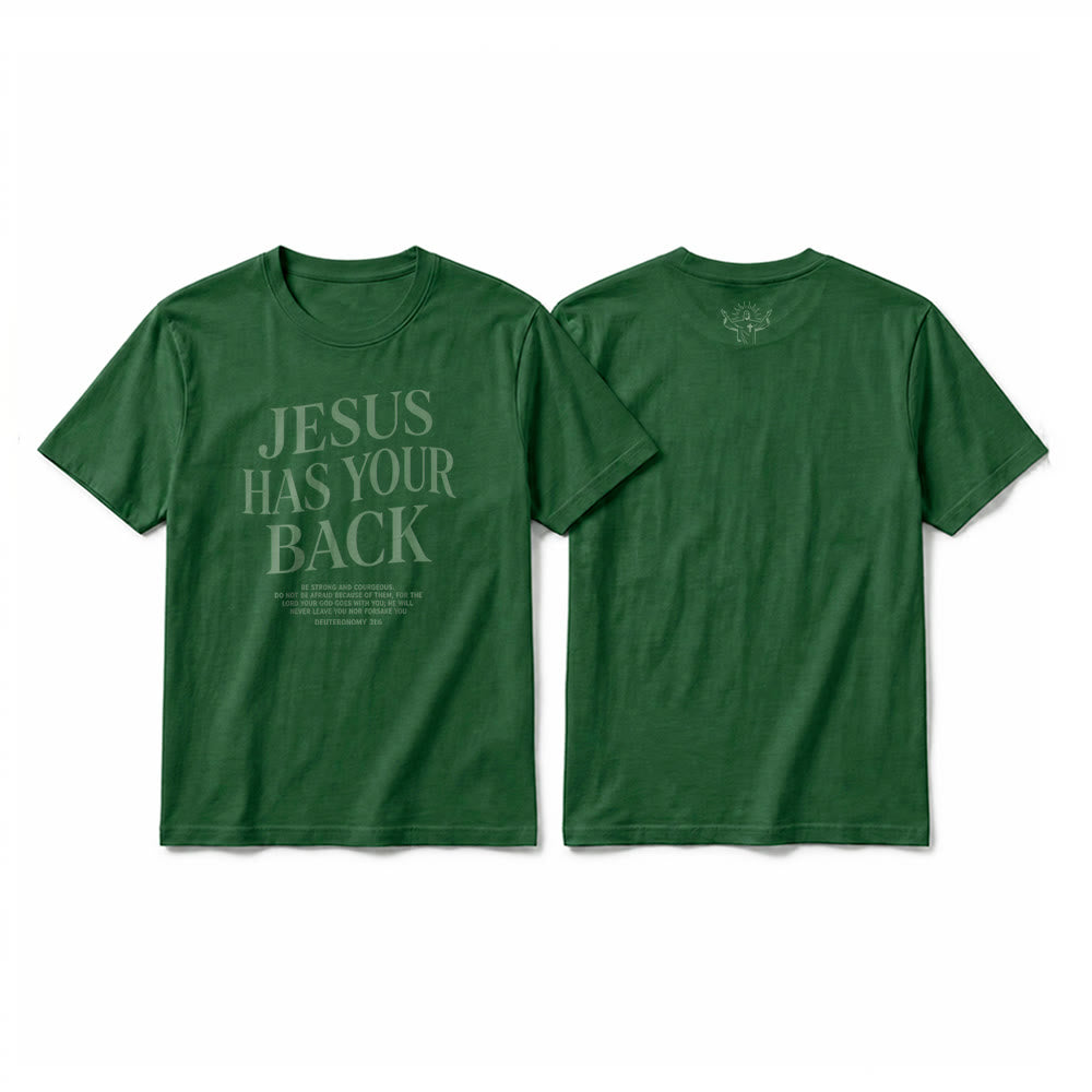 Christianartworkshop T-shirt à manches courtes premium « Jésus veille sur toi » pour croyants confiants - Vert foncé - 2XL - image 22