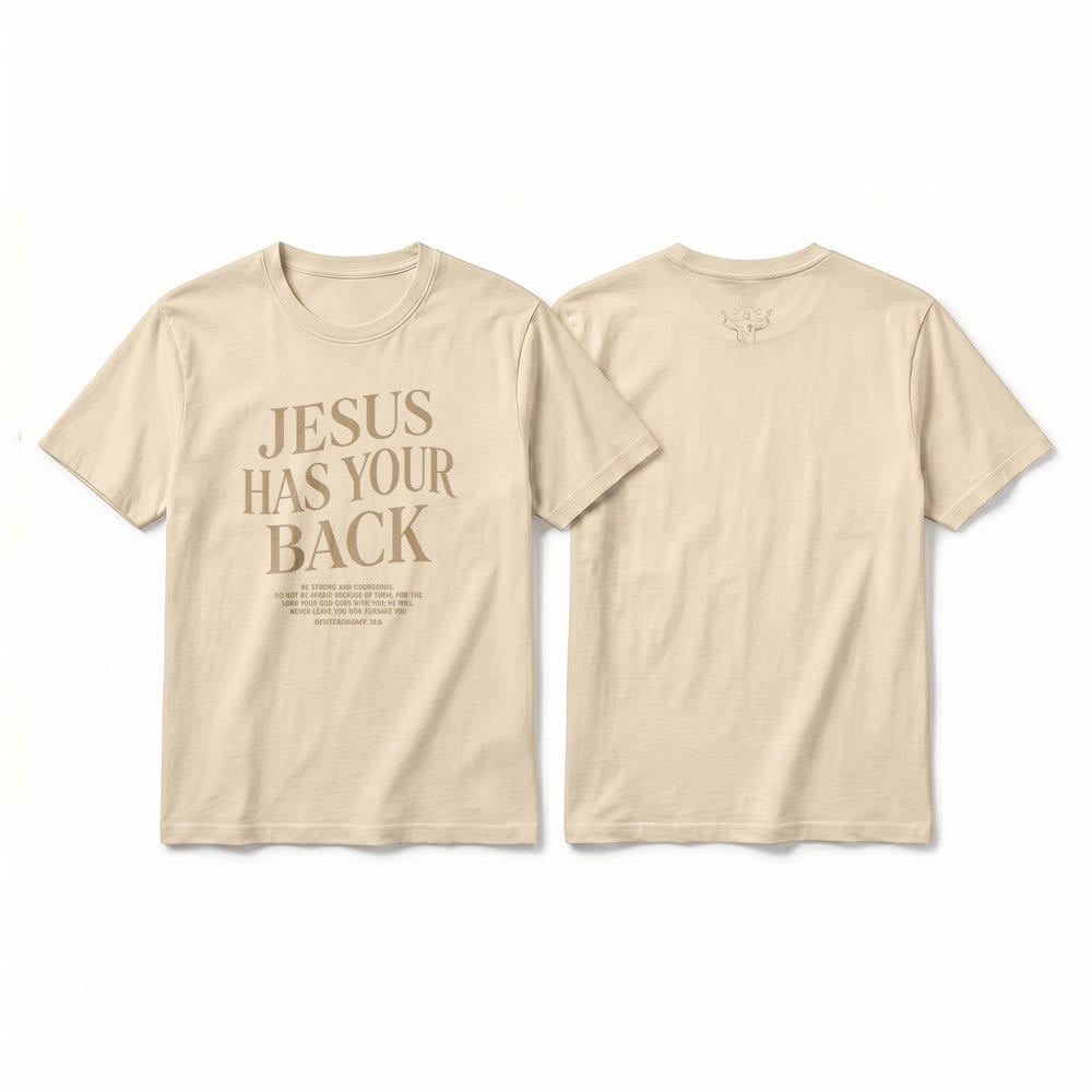 Christianartworkshop T-shirt à manches courtes premium « Jésus veille sur toi » pour croyants confiants - Beige - 2XL - image 1