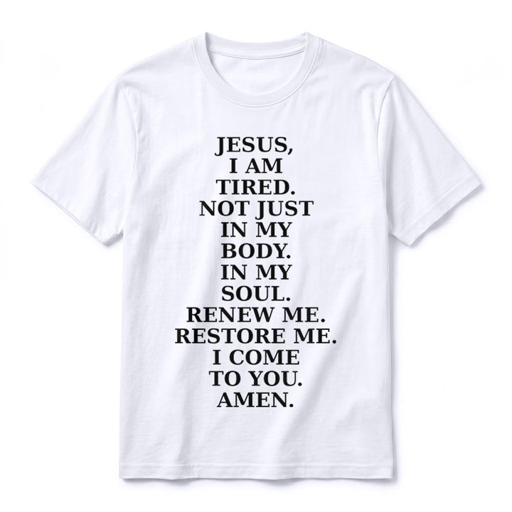 Christianartworkshop T-shirt premium à manches courtes « Jésus, je suis fatigué, renouvelle-moi » avec prière dévotionnelle - image 8
