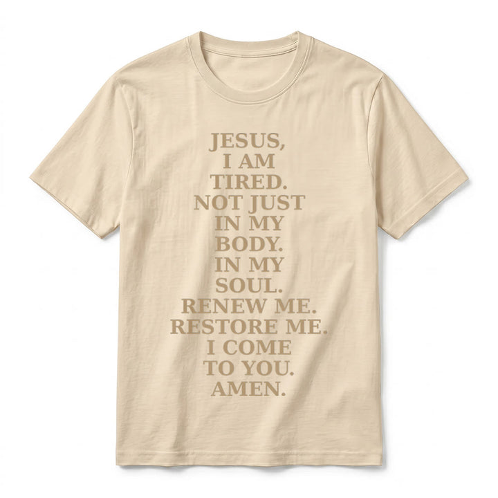 Christianartworkshop T-shirt premium à manches courtes « Jésus, je suis fatigué, renouvelle-moi » avec prière dévotionnelle - image 14