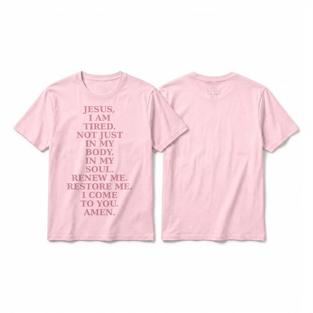 Christianartworkshop T-shirt premium à manches courtes « Jésus, je suis fatigué, renouvelle-moi » avec prière dévotionnelle - Rose - 2XL - image 25