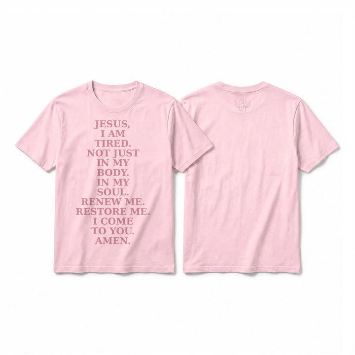 Christianartworkshop T-shirt premium à manches courtes « Jésus, je suis fatigué, renouvelle-moi » avec prière dévotionnelle - Rose - 2XL - image 25
