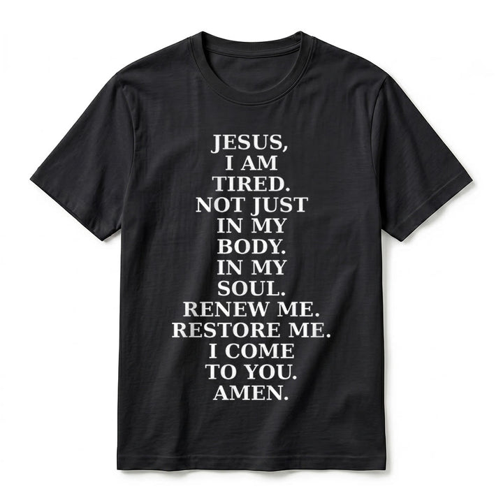 Christianartworkshop T-shirt premium à manches courtes « Jésus, je suis fatigué, renouvelle-moi » avec prière dévotionnelle - image 11