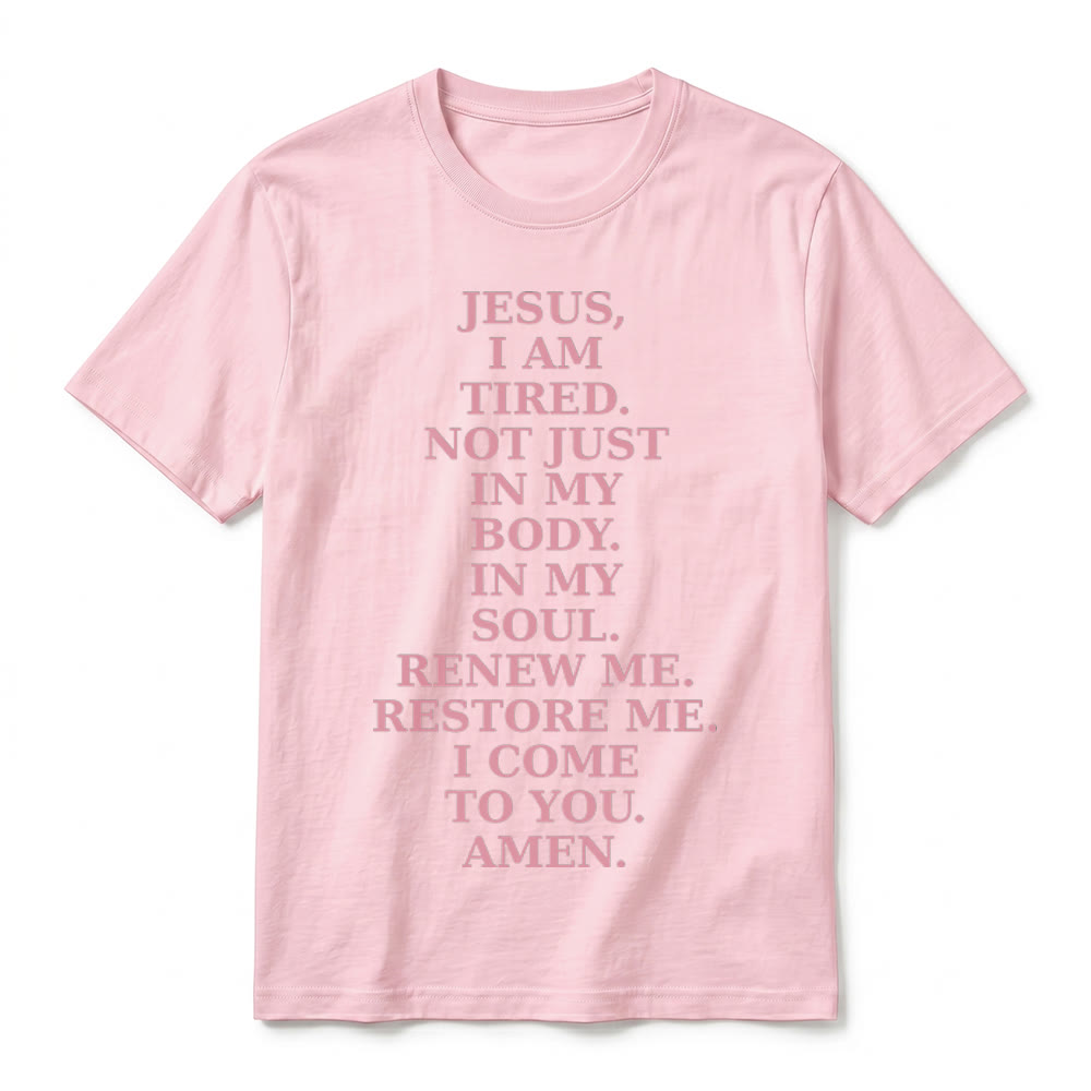 Christianartworkshop T-shirt premium à manches courtes « Jésus, je suis fatigué, renouvelle-moi » avec prière dévotionnelle - image 26