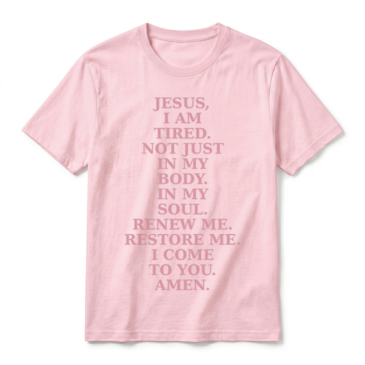 Christianartworkshop T-shirt premium à manches courtes « Jésus, je suis fatigué, renouvelle-moi » avec prière dévotionnelle - image 26