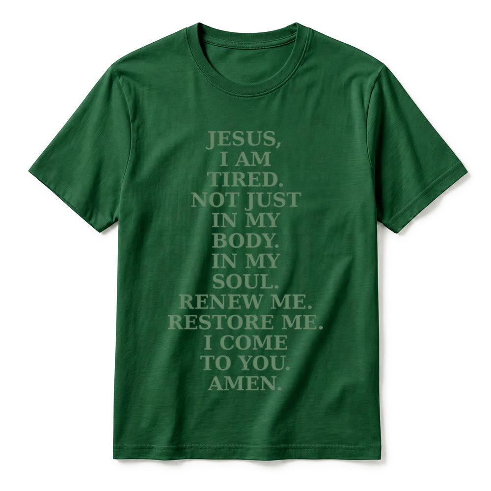 Christianartworkshop T-shirt premium à manches courtes « Jésus, je suis fatigué, renouvelle-moi » avec prière dévotionnelle - image 23