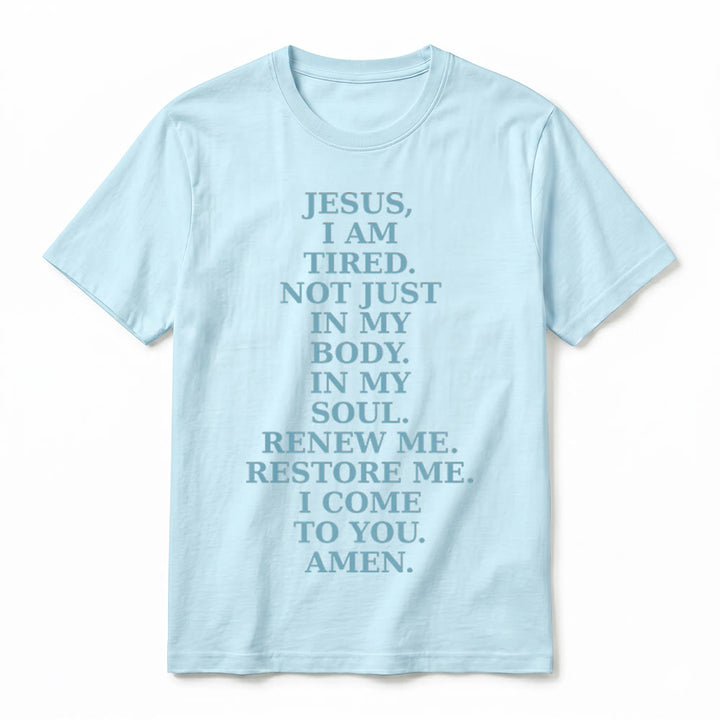 Christianartworkshop T-shirt premium à manches courtes « Jésus, je suis fatigué, renouvelle-moi » avec prière dévotionnelle - image 17