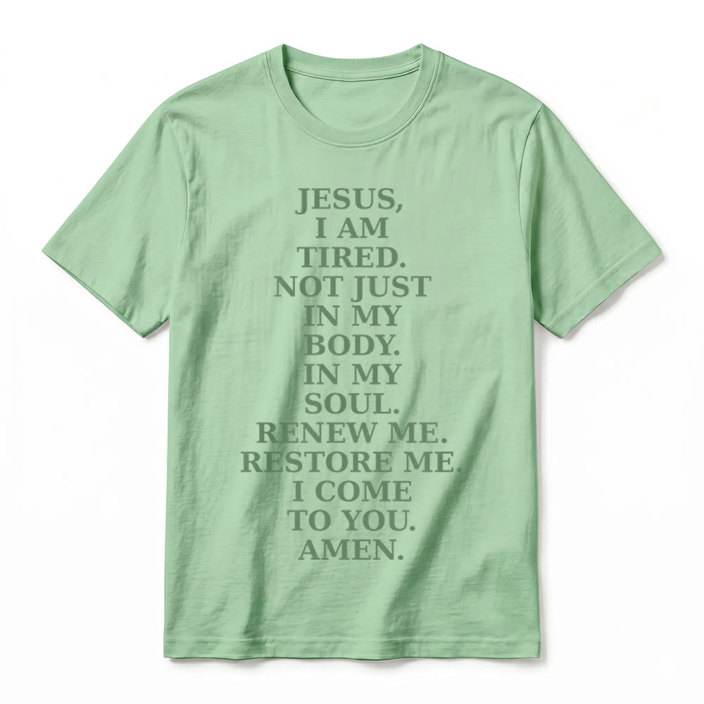 Christianartworkshop T-shirt premium à manches courtes « Jésus, je suis fatigué, renouvelle-moi » avec prière dévotionnelle - image 20