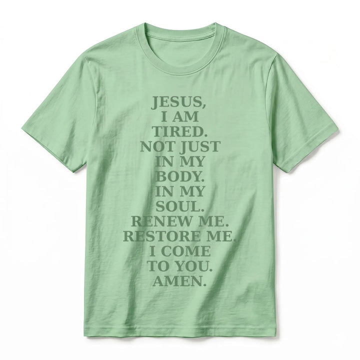 Christianartworkshop T-shirt premium à manches courtes « Jésus, je suis fatigué, renouvelle-moi » avec prière dévotionnelle - image 20