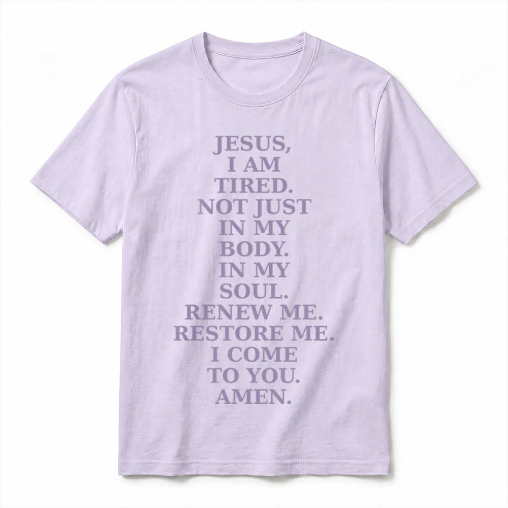 Christianartworkshop T-shirt premium à manches courtes « Jésus, je suis fatigué, renouvelle-moi » avec prière dévotionnelle - image 5
