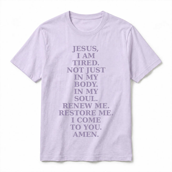 Christianartworkshop T-shirt premium à manches courtes « Jésus, je suis fatigué, renouvelle-moi » avec prière dévotionnelle - image 5