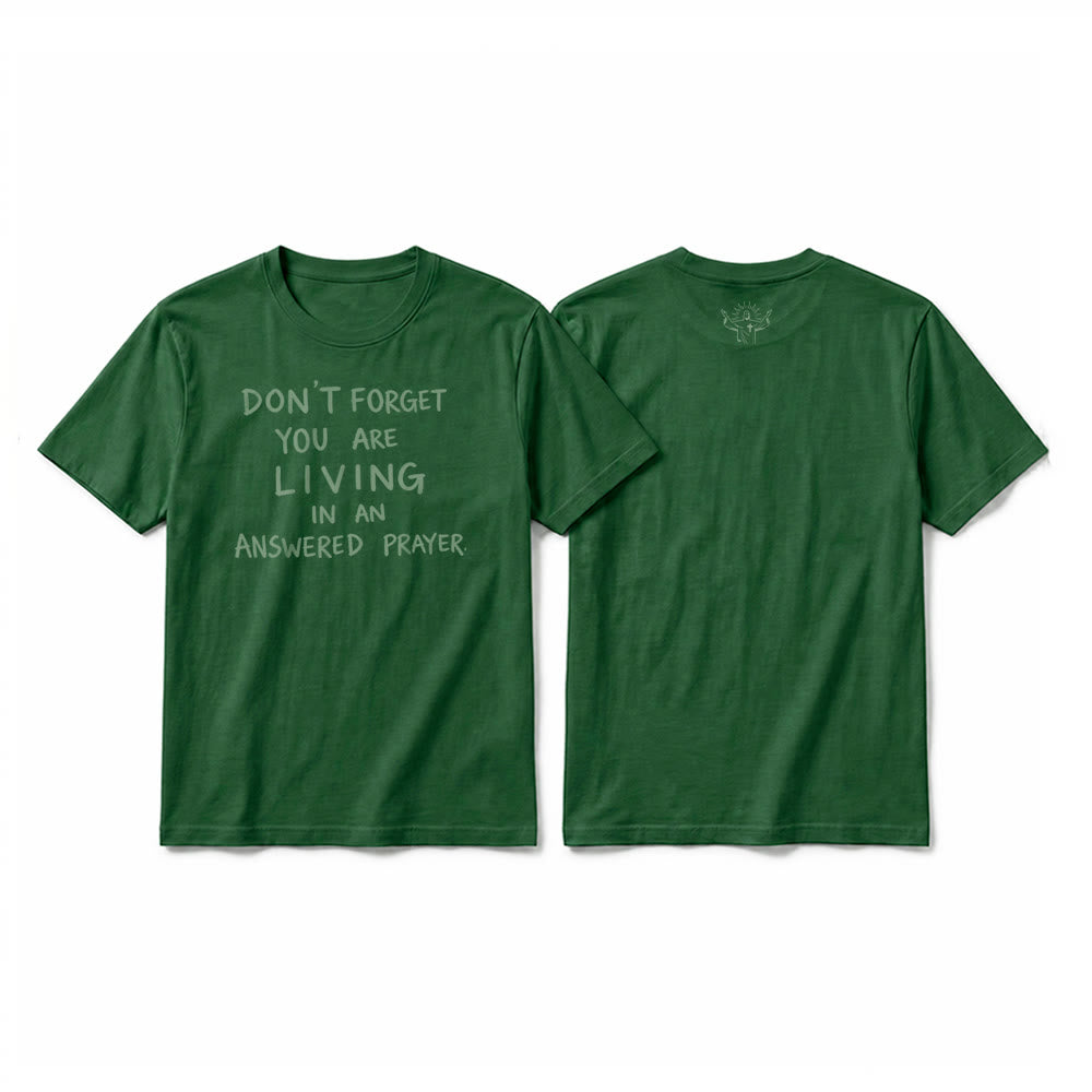 Christianartworkshop T-shirt premium à manches courtes « Prière exaucée » avec la mention « Gratitude fidèle » - Vert foncé - 2XL - image 1