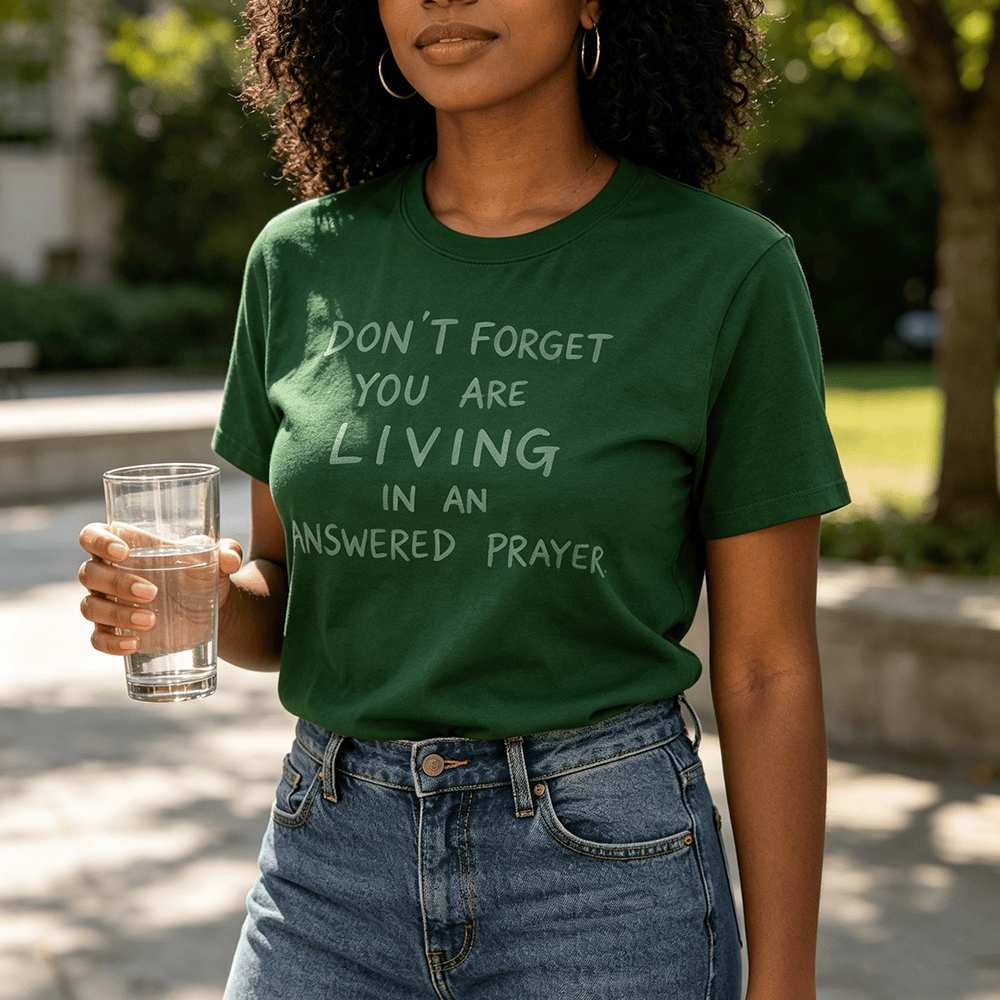 Christianartworkshop T-shirt premium à manches courtes « Prière exaucée » avec la mention « Gratitude fidèle » - image 0