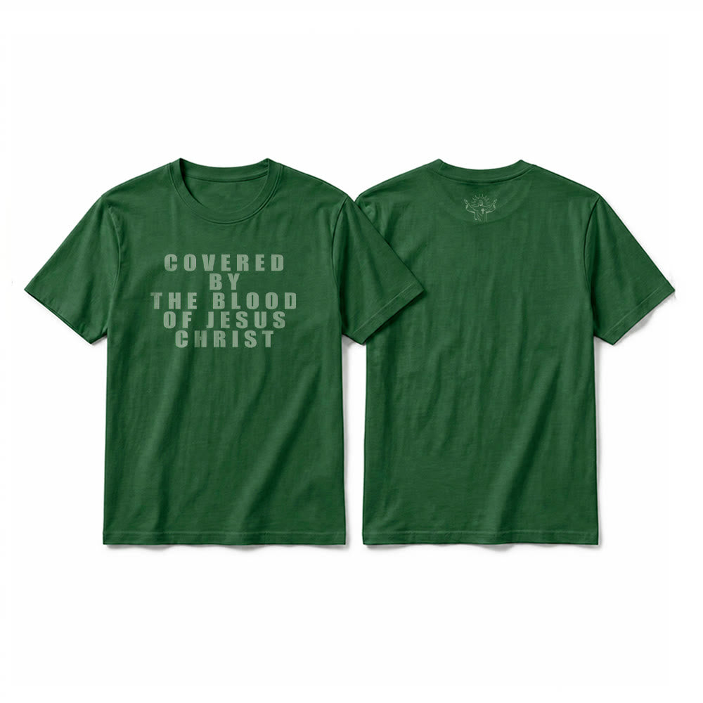 Christianartworkshop T-shirt premium à manches courtes avec inscription « Recouvert par le sang de Jésus-Christ » - Vert foncé - 2XL - image 26