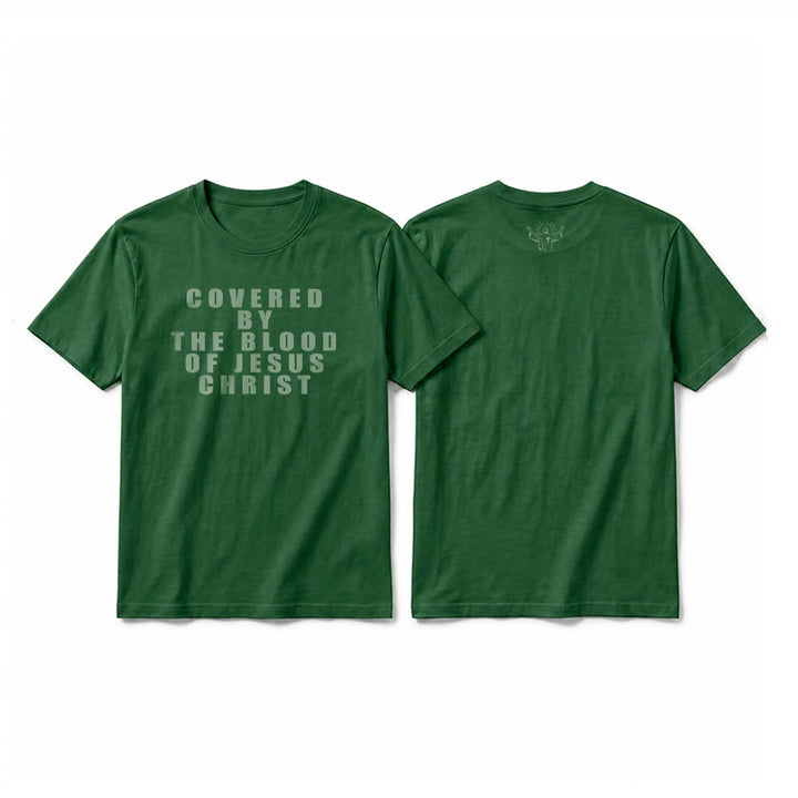 Christianartworkshop T-shirt premium à manches courtes avec inscription « Recouvert par le sang de Jésus-Christ » - Vert foncé - 2XL - image 26