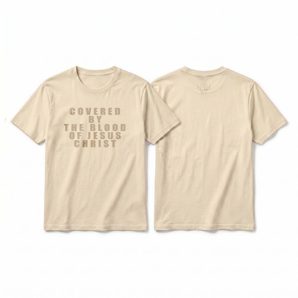 Christianartworkshop T-shirt premium à manches courtes avec inscription « Recouvert par le sang de Jésus-Christ » - Beige - 2XL - image 20