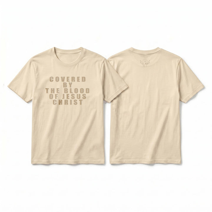 Christianartworkshop T-shirt premium à manches courtes avec inscription « Recouvert par le sang de Jésus-Christ » - Beige - 2XL - image 20