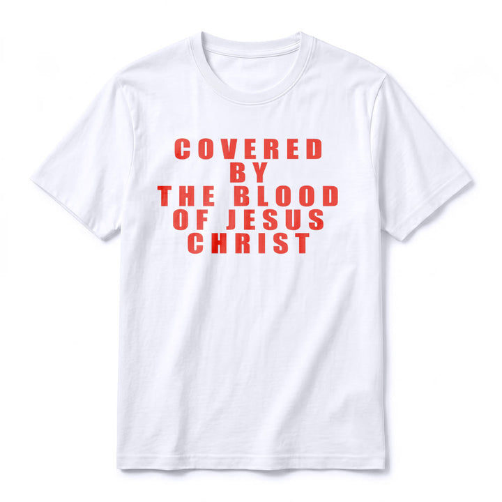Christianartworkshop T-shirt premium à manches courtes avec inscription « Recouvert par le sang de Jésus-Christ » - image 2