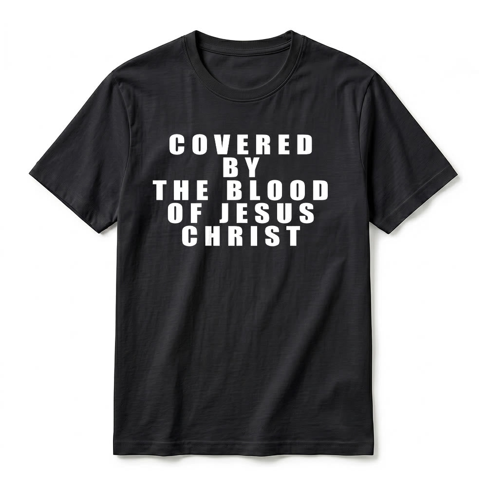 Christianartworkshop T-shirt premium à manches courtes avec inscription « Recouvert par le sang de Jésus-Christ » - image 15