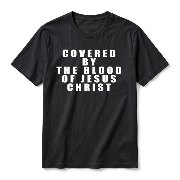 Christianartworkshop T-shirt premium à manches courtes avec inscription « Recouvert par le sang de Jésus-Christ » - image 15