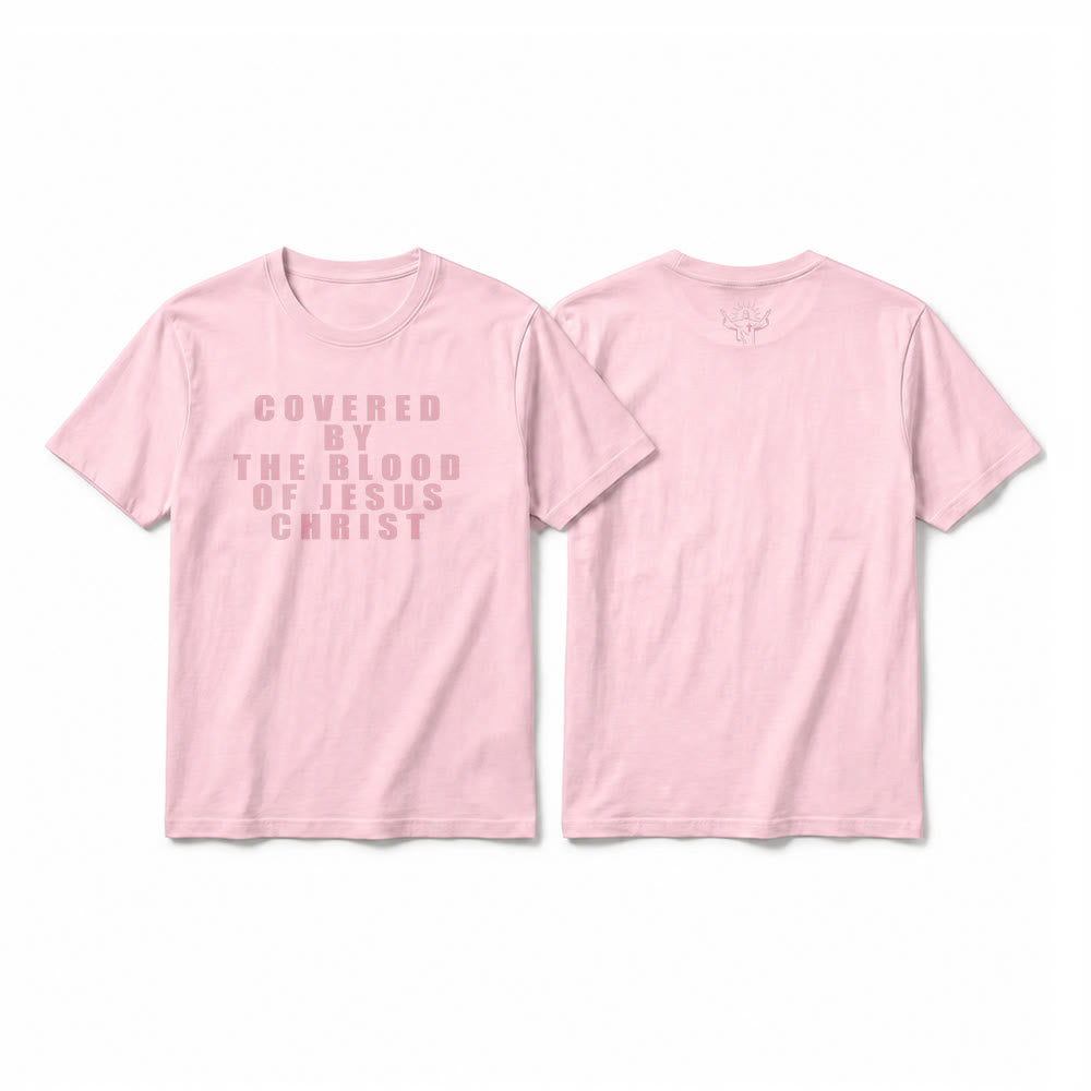 Christianartworkshop T-shirt premium à manches courtes avec inscription « Recouvert par le sang de Jésus-Christ » - Rose - 2XL - image 5
