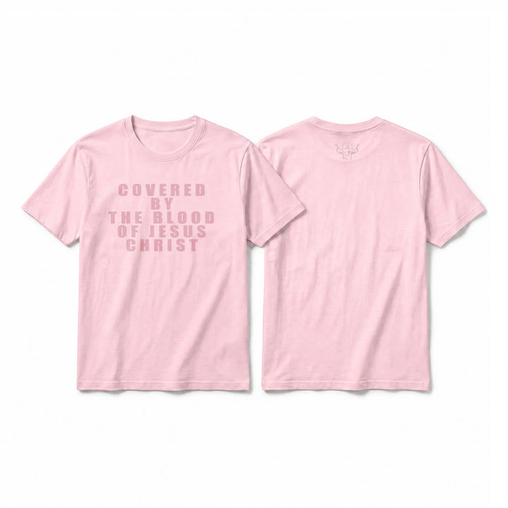 Christianartworkshop T-shirt premium à manches courtes avec inscription « Recouvert par le sang de Jésus-Christ » - Rose - 2XL - image 5