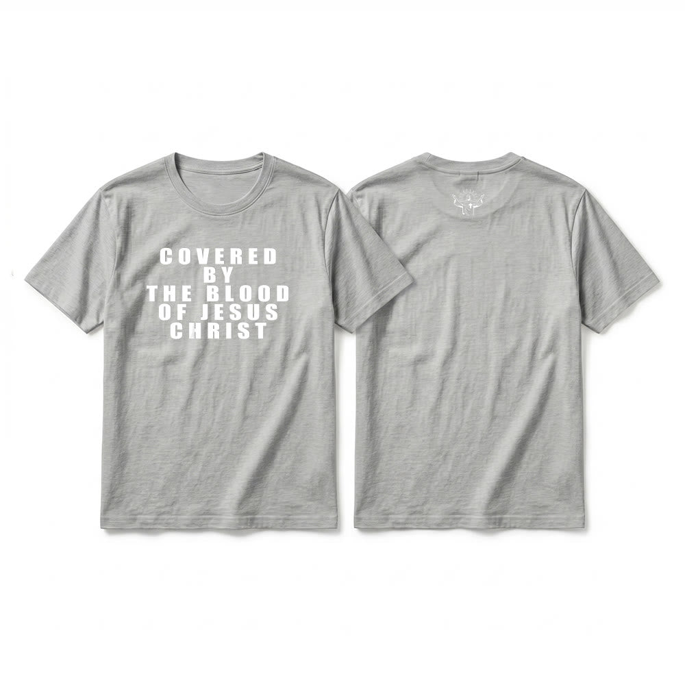 Christianartworkshop T-shirt premium à manches courtes avec inscription « Recouvert par le sang de Jésus-Christ » - Gris - 2XL - image 17
