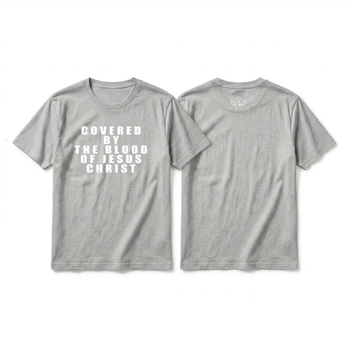 Christianartworkshop T-shirt premium à manches courtes avec inscription « Recouvert par le sang de Jésus-Christ » - Gris - 2XL - image 17