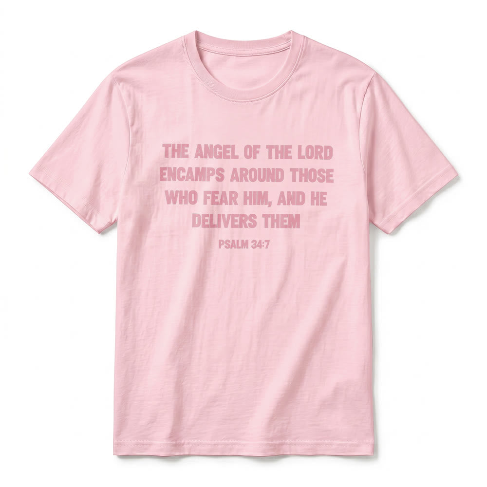 Christianartworkshop Psaume 34:7 « L'Ange du Seigneur » T-shirt premium à manches courtes avec impression recto verso - image 8