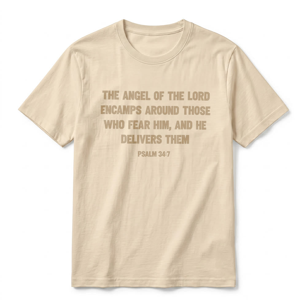 Christianartworkshop Psaume 34:7 « L'Ange du Seigneur » T-shirt premium à manches courtes avec impression recto verso - image 20