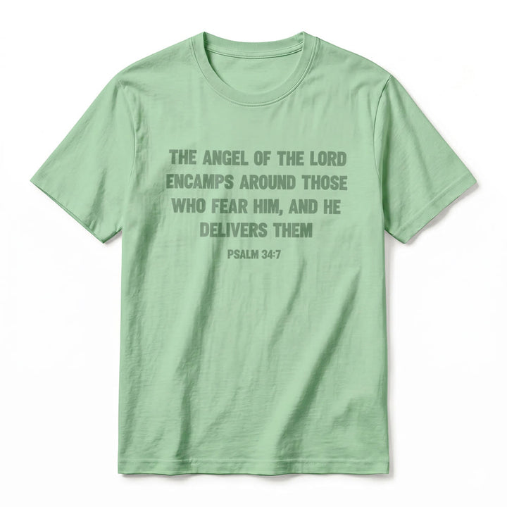 Christianartworkshop Psaume 34:7 « L'Ange du Seigneur » T-shirt premium à manches courtes avec impression recto verso - image 23