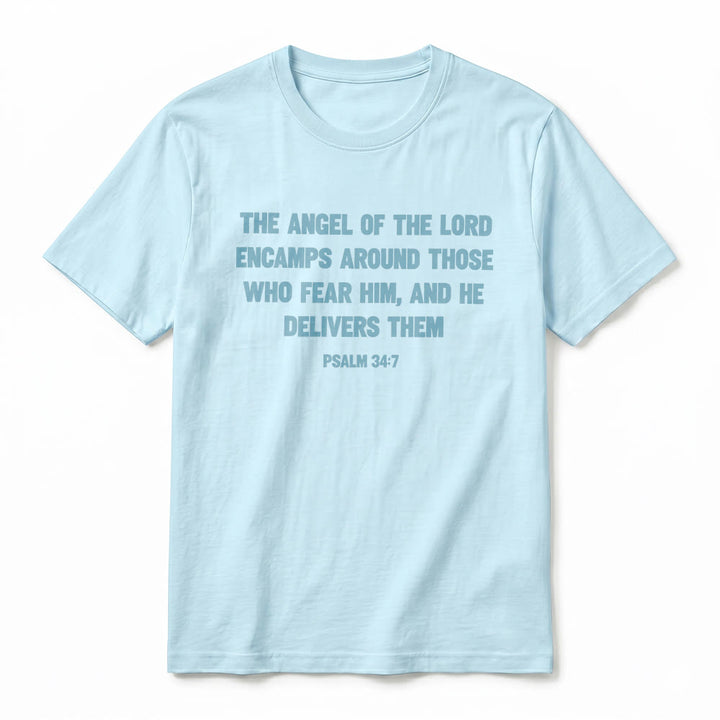 Christianartworkshop Psaume 34:7 « L'Ange du Seigneur » T-shirt premium à manches courtes avec impression recto verso - image 11