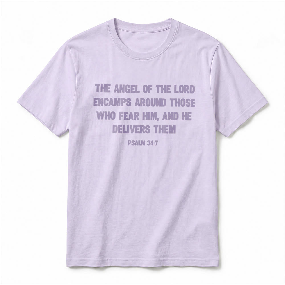 Christianartworkshop Psaume 34:7 « L'Ange du Seigneur » T-shirt premium à manches courtes avec impression recto verso - image 14