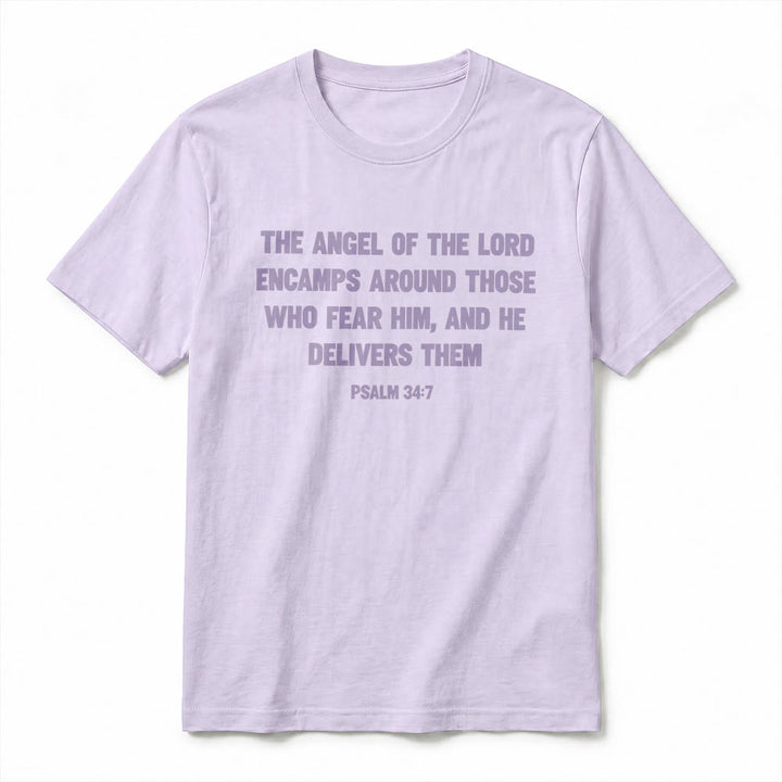 Christianartworkshop Psaume 34:7 « L'Ange du Seigneur » T-shirt premium à manches courtes avec impression recto verso - image 14