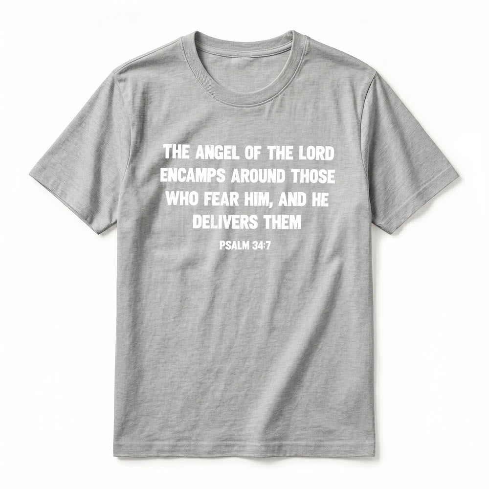 Christianartworkshop Psaume 34:7 « L'Ange du Seigneur » T-shirt premium à manches courtes avec impression recto verso - image 17