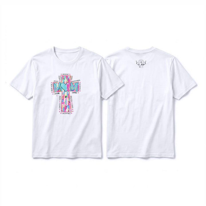 Christianartworkshop T-shirt premium à manches courtes avec imprimé croix « Faith Mom » - Blanc - 2XL - image 1