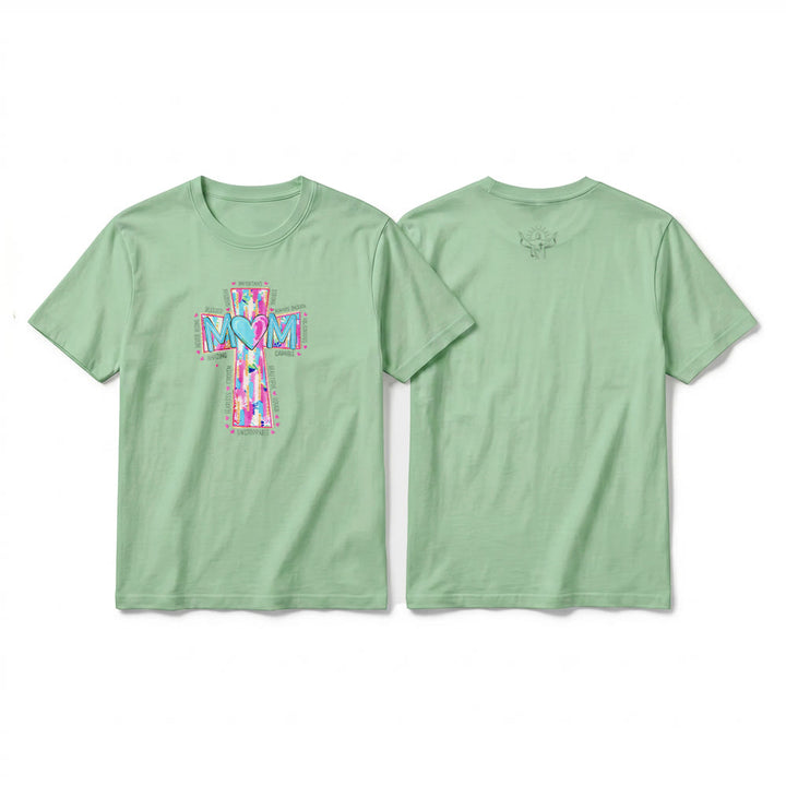 Christianartworkshop T-shirt premium à manches courtes avec imprimé croix « Faith Mom » - Vert clair - 2XL - image 22