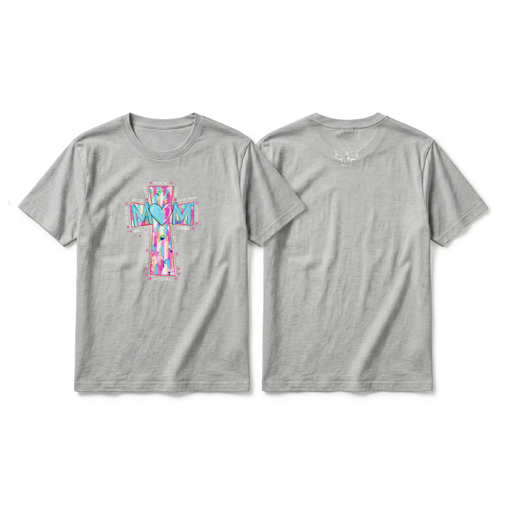 Christianartworkshop T-shirt premium à manches courtes avec imprimé croix « Faith Mom » - Beige - 2XL - image 16