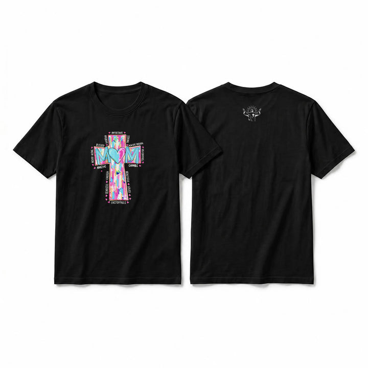Christianartworkshop T-shirt premium à manches courtes avec imprimé croix « Faith Mom » - Noir - 2XL - image 4