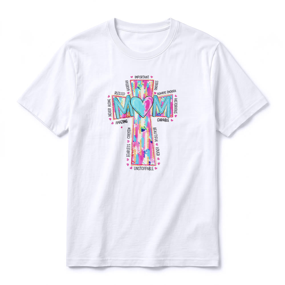 Christianartworkshop T-shirt premium à manches courtes avec imprimé croix « Faith Mom » - image 2