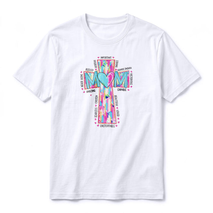 Christianartworkshop T-shirt premium à manches courtes avec imprimé croix « Faith Mom » - image 2