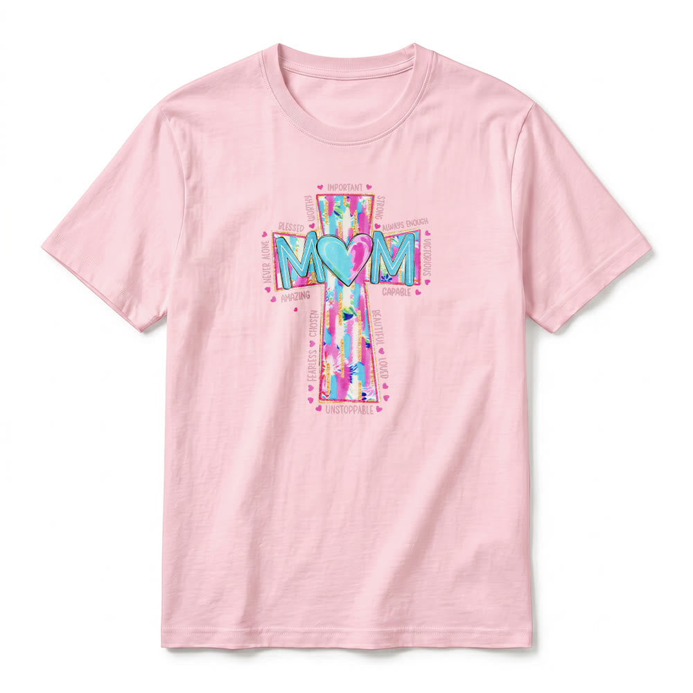 Christianartworkshop T-shirt premium à manches courtes avec imprimé croix « Faith Mom » - image 8