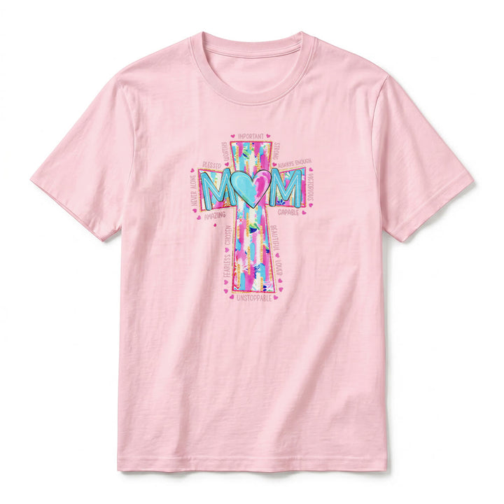 Christianartworkshop T-shirt premium à manches courtes avec imprimé croix « Faith Mom » - image 8
