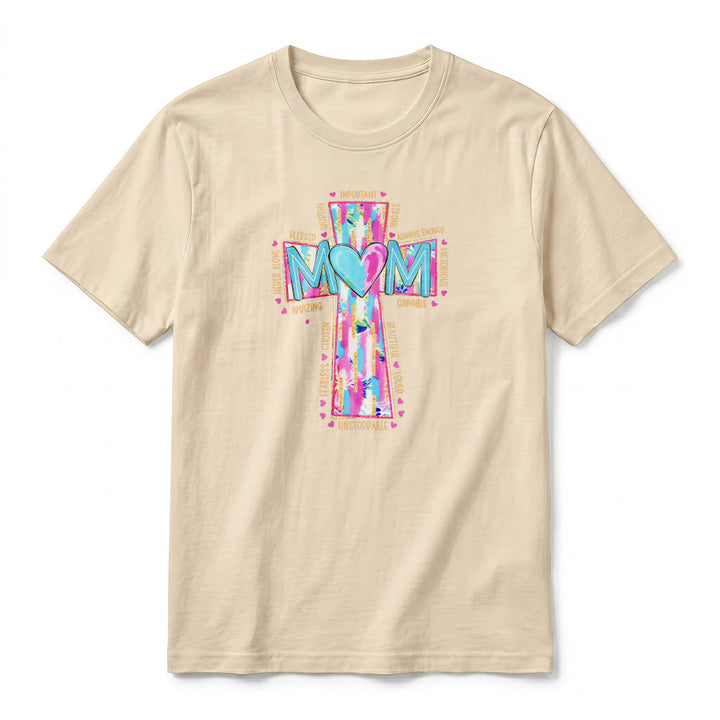 Christianartworkshop T-shirt premium à manches courtes avec imprimé croix « Faith Mom » - image 20