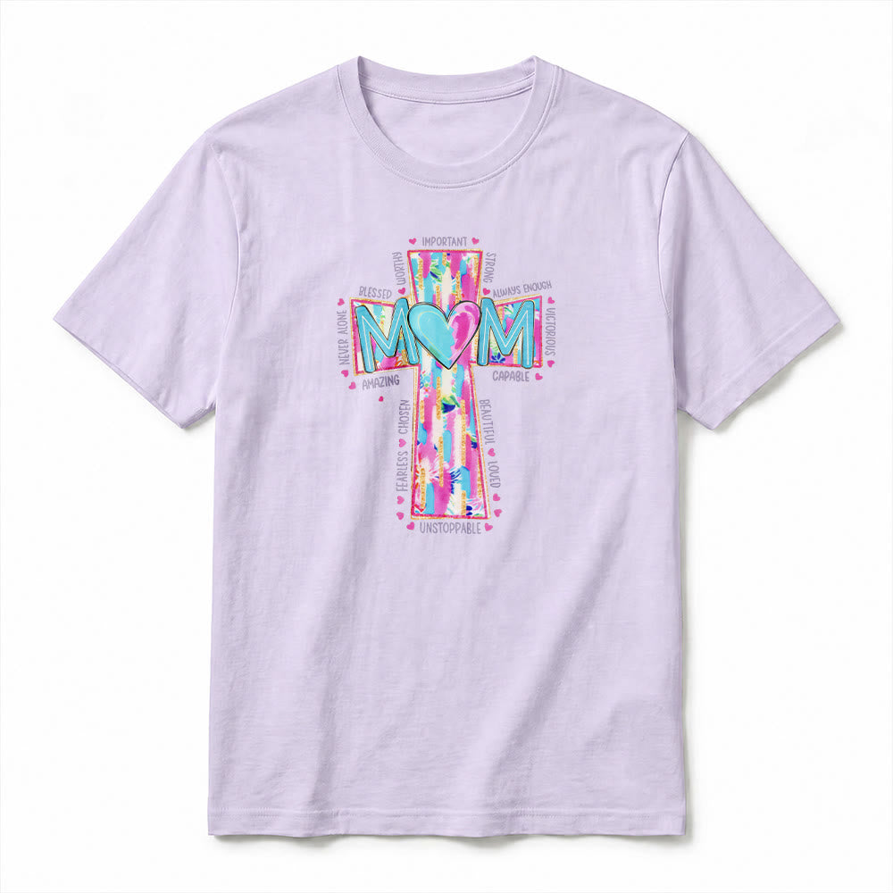Christianartworkshop T-shirt premium à manches courtes avec imprimé croix « Faith Mom » - image 14